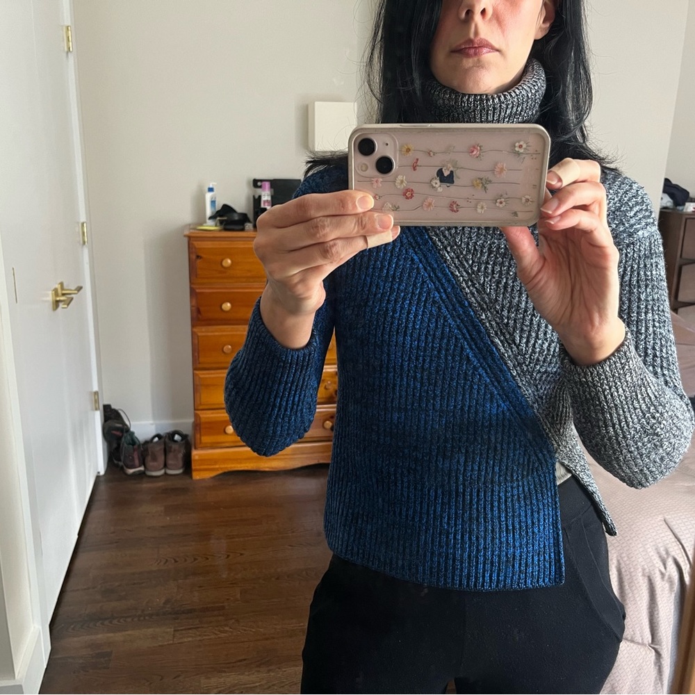 Derek Lam 10 Crosby 100% merino wool colorblock turtleneck sweater